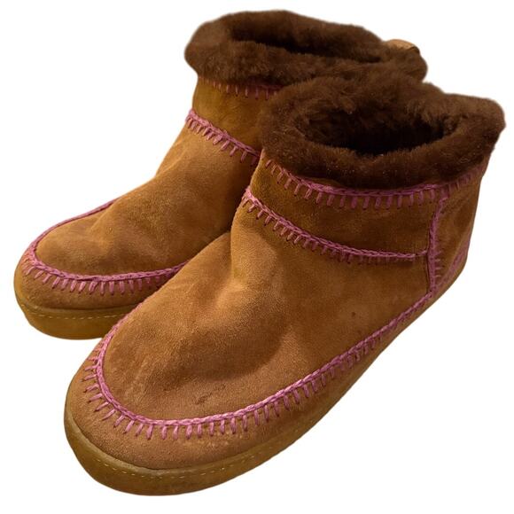 Laidback London Handmade Tan Suede Nyuki Crochet Moccasin Ankle Boots Size 38 - Picture 1 of 8